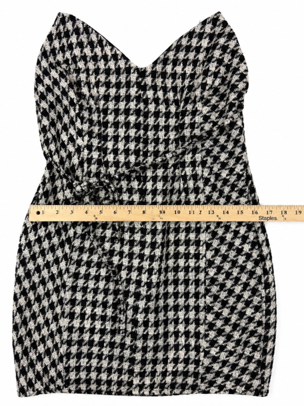 Share ASOS DESIGN Houndstooth Strapless Mini Dress US 8 Black White Sweetheart N